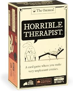 Exploding Kittens Horrible Therapist Extra Horrible, 3-8 Players, 17+ | Build wildly inappropriate therapy comics with friends and family in this viral adult-only from The Oatmeal.