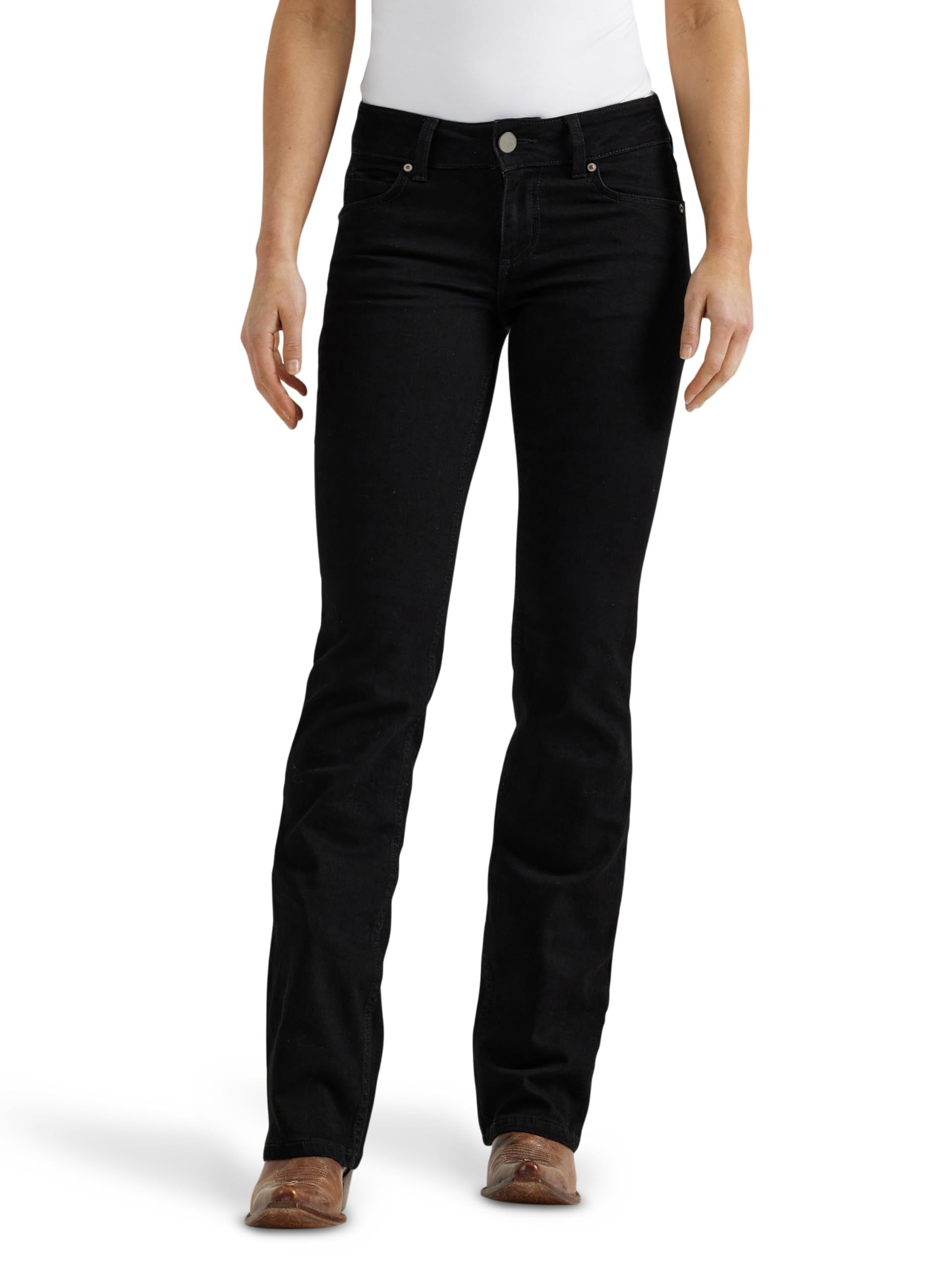 Wrangler Women's Western Plus Size Mid Rise Stretch Boot Cut Jean