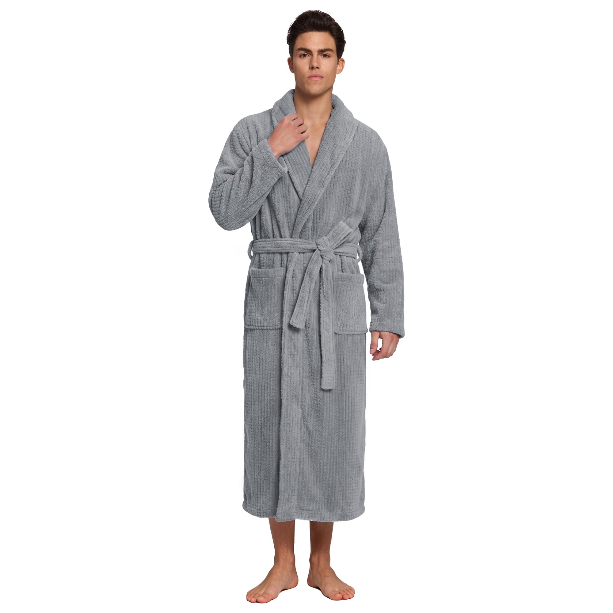 PJGGZ Men's Shawl Collar Bathrobe, Soft Long Towel Robe for Men - Super Absorben