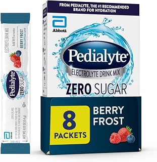 Pedialyte Electrolyte Drink Mix With Zero Sugar | Hydration With Key Electrolytes | Great Hydration Low in Calories | Berry Frost, 8 Powder Packets