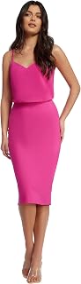 Dress the Population Women's Blouson Tank Pencil Skirt Midi Dress
