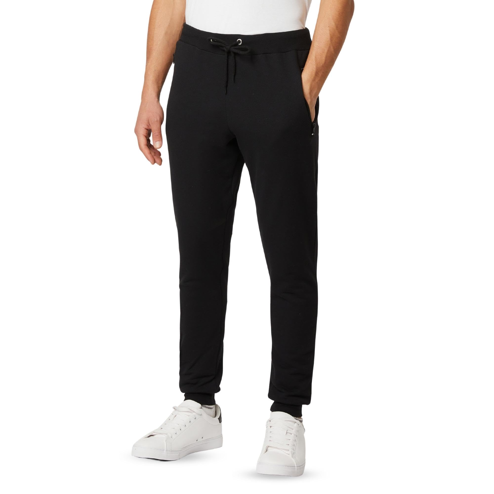 FM London Slim Fit Joggers for Men - Mens Joggers with Zip Pockets Ideal for Eve