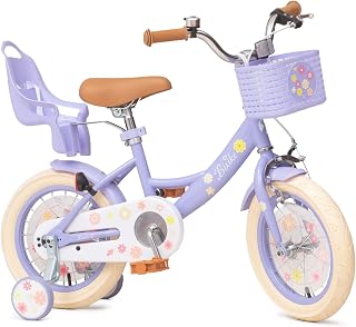 Bixike Girls Bike with Basket, Princess Bicycle for Ages 2-12