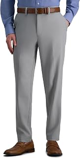 Haggar Men's Cool Right Performance Flex Solid Classic Fit Flat Front Pant-reg. and Big & Tall Casual Pants