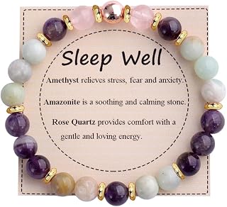 KSQS Healing Stone Bead Bracelet for Women, Natural Gemstones Balance Protection Bracelet, Spiritual Crystal Beads Bracelet Anxiety Relief with Meaning Card