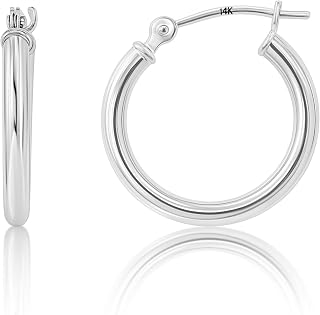 Solid 14k Gold Hoop Earrings for Women | 14k Gold Hoop Earrings | 14k Real Gold Earrings with Click Tops
