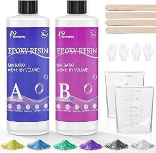 Honcaring 16OZ Epoxy Resin Kit, Crystal Clear Fast Curing Formula | Beginner-friendly for casting, coating, jewelry, wood and DIY art, with a formula designed to reduce bubbles