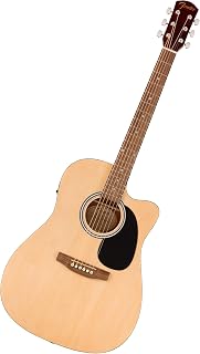 Fender FA-25CE Beginner Dreadnought Acoustic Electric Guitar, Natural | Acoustic-electric guitar for beginners, 2-year warranty, includes built-in tuner and on-board volume and tone controls