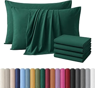 Hafaa Pack of 4 Emerald Microfiber Plain Bed Pillow Cases (50 x 75 Cm)