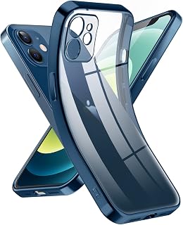 Supdeal Transparent Crystal Case for iPhone 12 Mini, Silicone Case Anti Yellow Case Bumper Military Anti-Shock Protective Layer Camera Case Lightweight Ultra Thin Slim, 5.4 Inches, Dark Blue