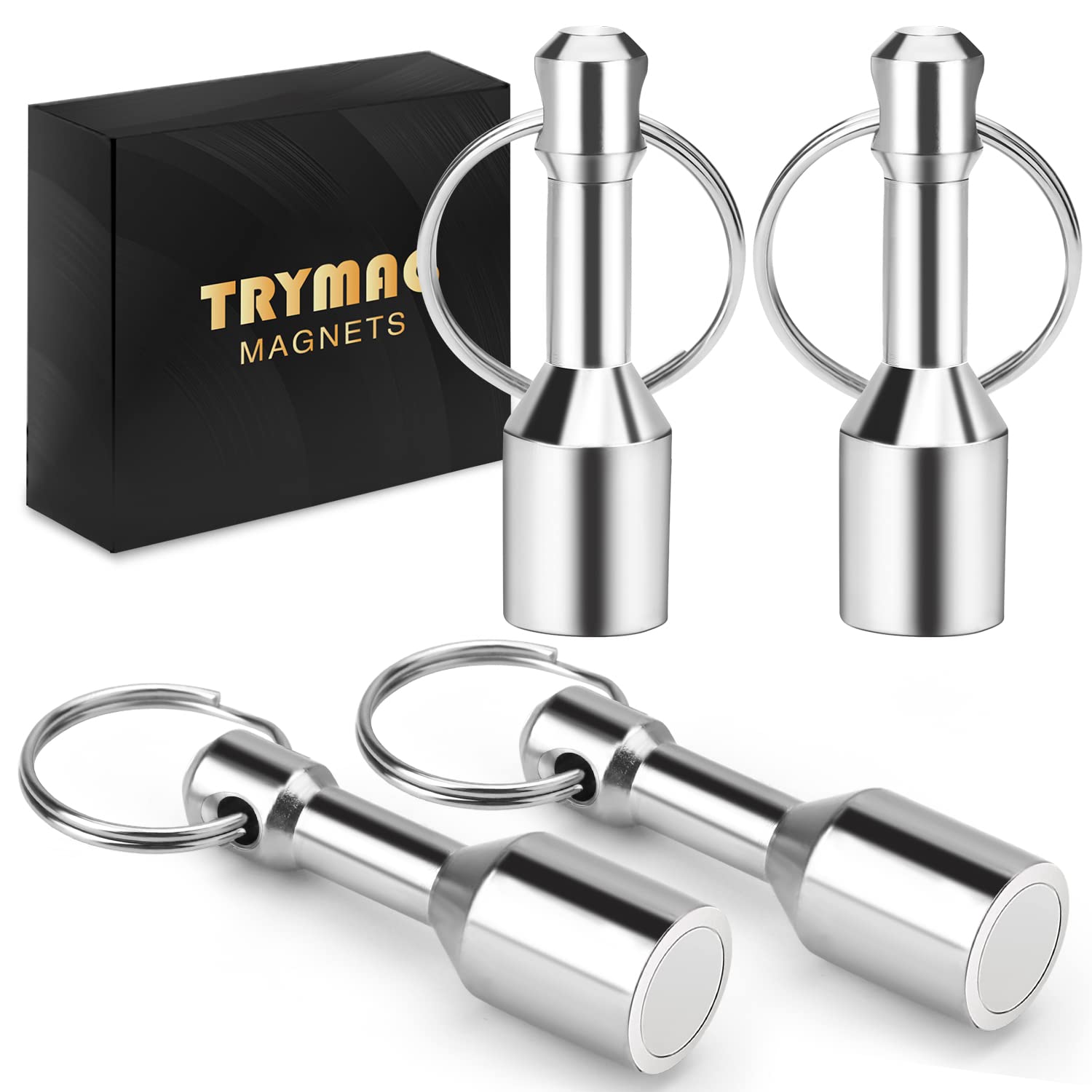 TRYMAG 4 PCS Magnet Key Chain Gold Testing Kit, Silver | Magnetic Key Holder Sil