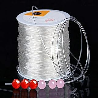 1 Roll Plastic Crystal Elastic Strands for DIY Beading Elastic Cords Elastic Cords for Jewelry Making, Thread Supply, 100M Thread Accessories (Clear 0.8mm)