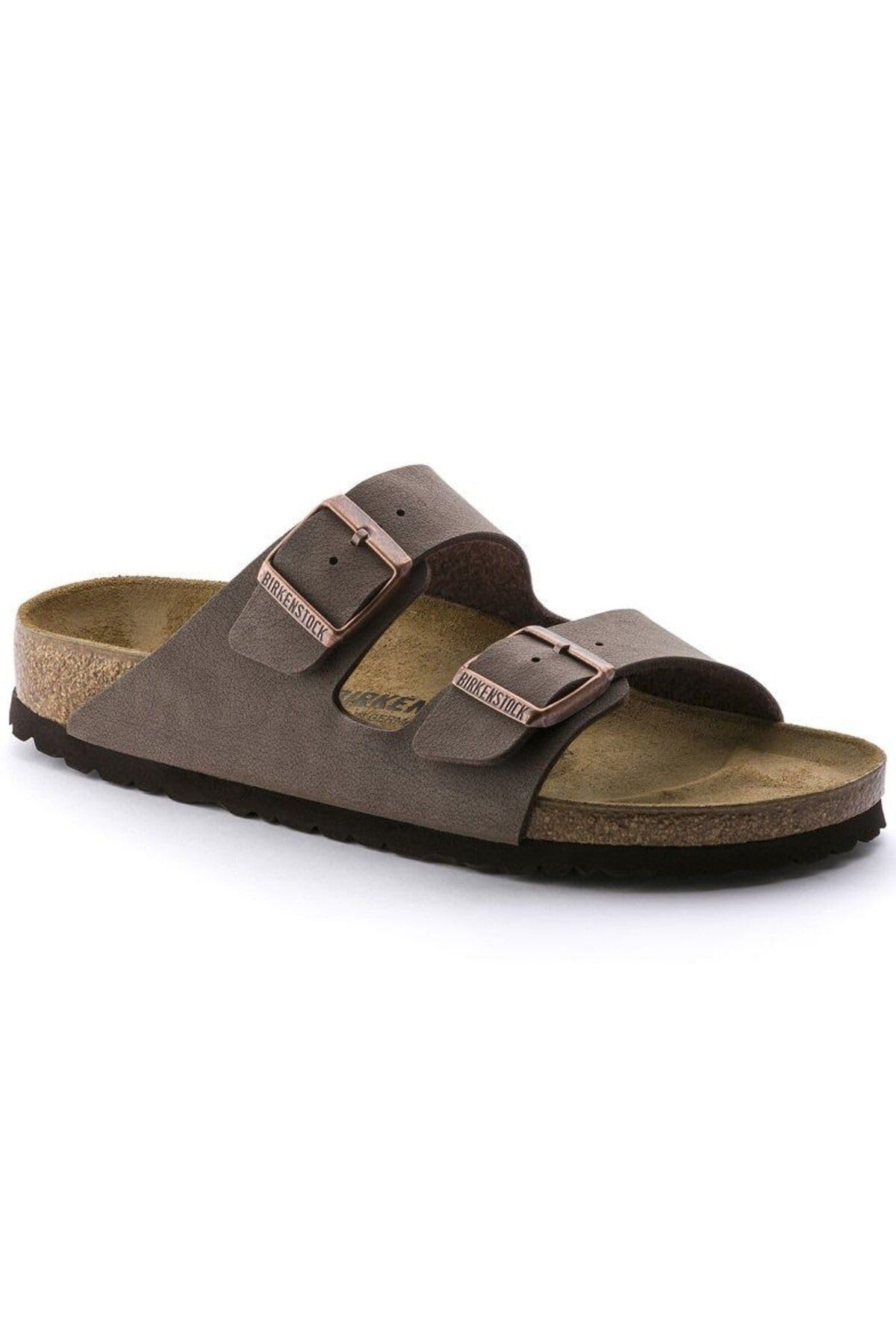 Birkenstock Arizona Men's Two Strap Birko Flor NAT Cork Sandals (Moca, US 4/4.5F