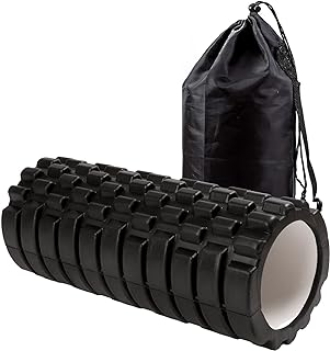 Kunova 13" Deep Tissue Grid Yoga Fitness EVA Massage Foam Roller with Carrying Bag Medium Density Deep Tissue Massager for Muscle Massage and Myofascial Trigger Point Release