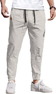 COOFANDY Mens Casual Joggers Cotton Elastic Drawstring Chino Cargo Pants