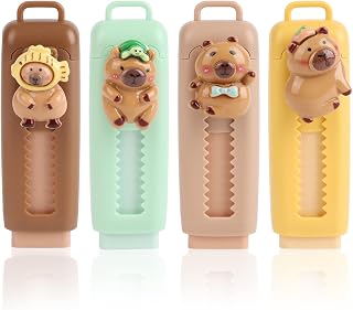 4 Pcs Cute Retractable Erasers Slide Retractable Pencil Eraser Office Stationery Beverage Gift Supplies Student School Store (4 Colors)