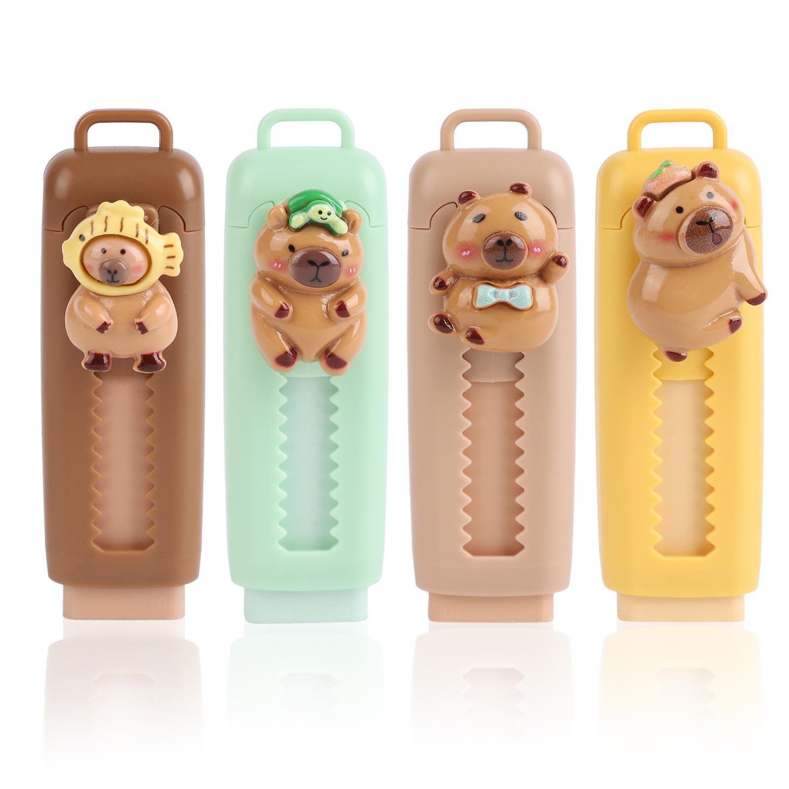 4 Pcs Cute Retractable Erasers Slide Retractable Pencil Eraser Office Stationery
