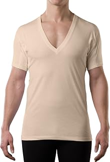 THOMPSON TEE The Men's Sweatproof Undershirt - Cotton Deep V Neck - Original Fit - with Sweat Pads