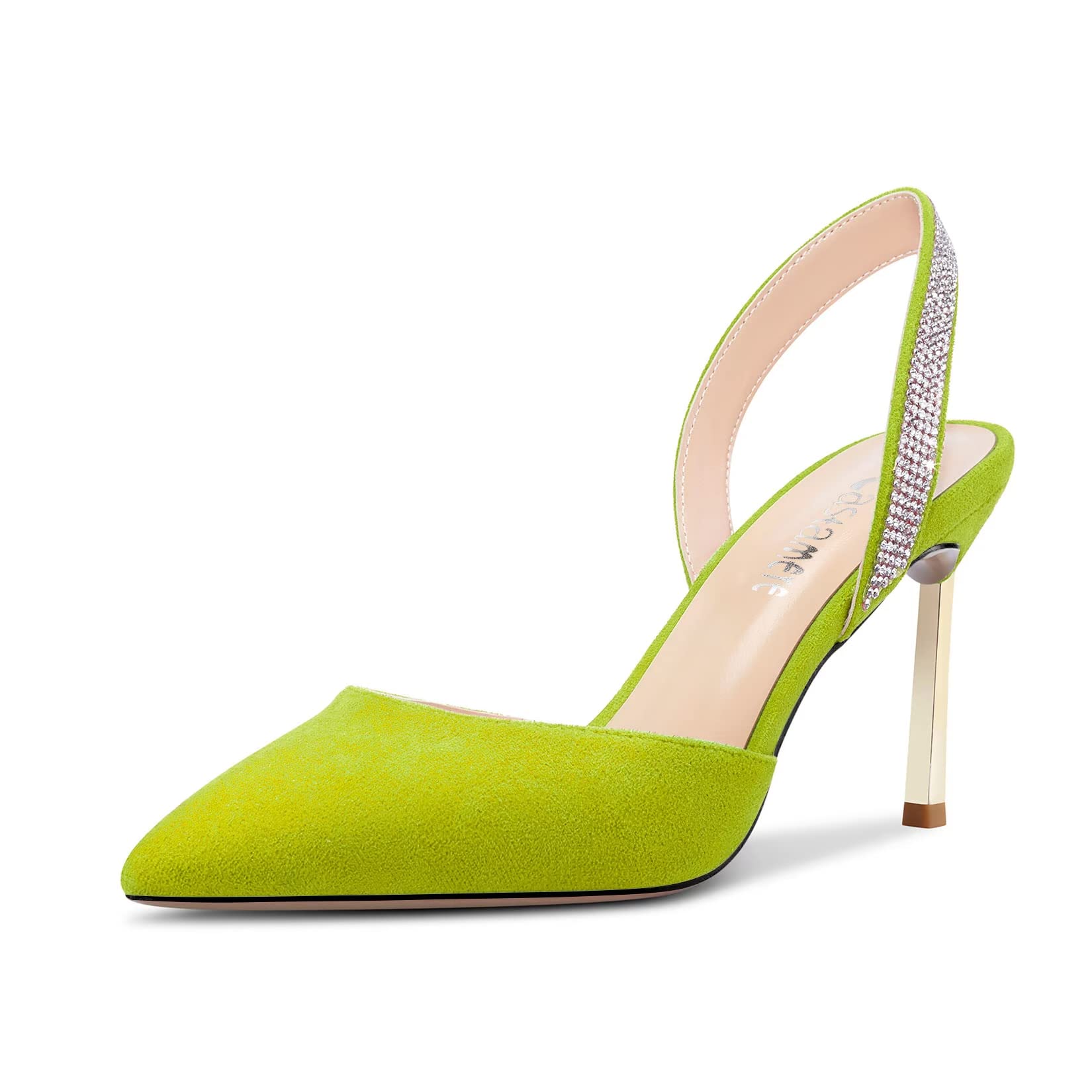 Castamere Women's High Heel Pointed Toe Pumps Slingback Slip-on Diamond Crystal 