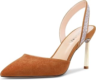 Castamere Women's High Heel Pointed Toe Pumps Slingback Slip-on Diamond Crystal 8.5 CM Heels