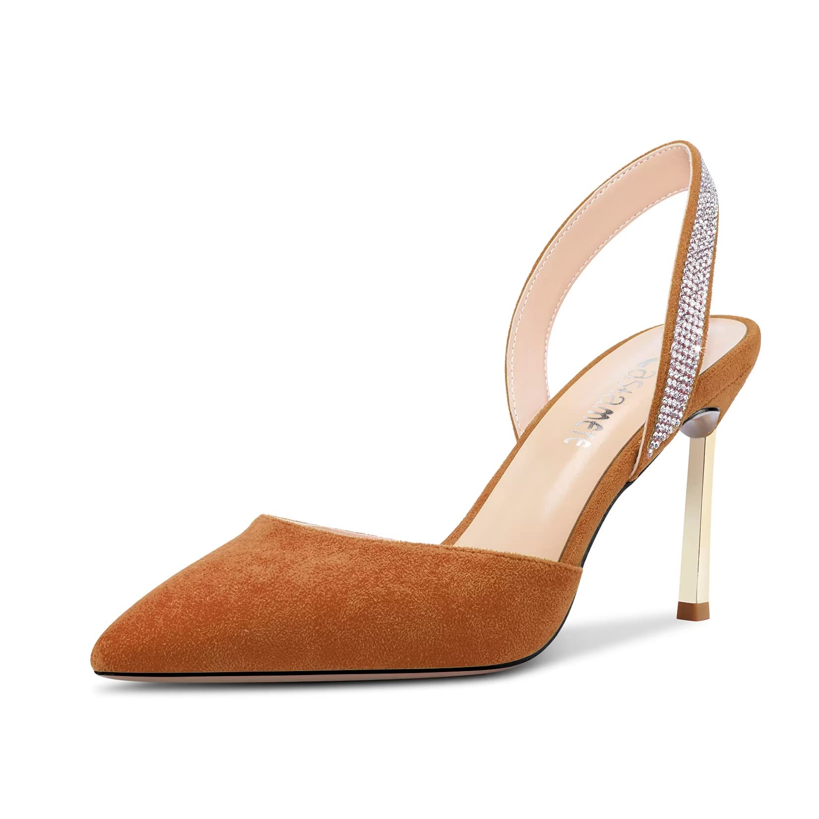Castamere Women's High Heel Pointed Toe Pumps Slingback Slip-on Diamond Crystal 