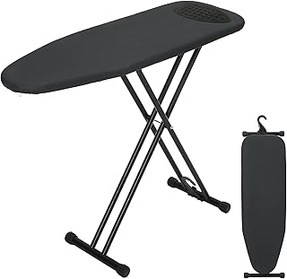 Ironing Board 43x13 with Iron Rest, RAINHOL Black Full Size Iron Board | Compact with Thick Cover Pad, Height Adjustable Heat-Resistant Silicone Hanger, Space Saving