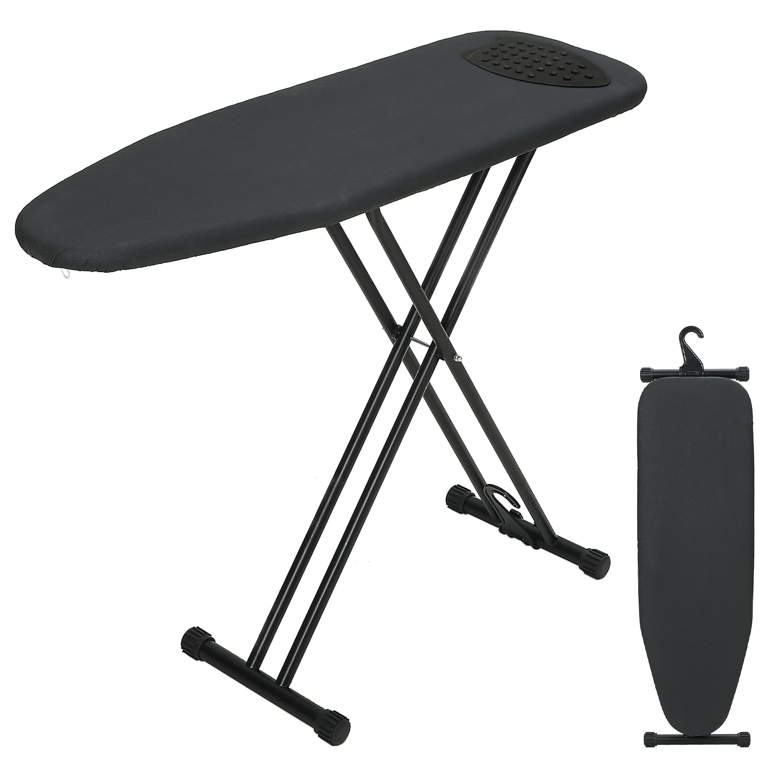 Ironing Board 43x13 with Iron Rest, RAINHOL Black Full Size Iron Board | Compact