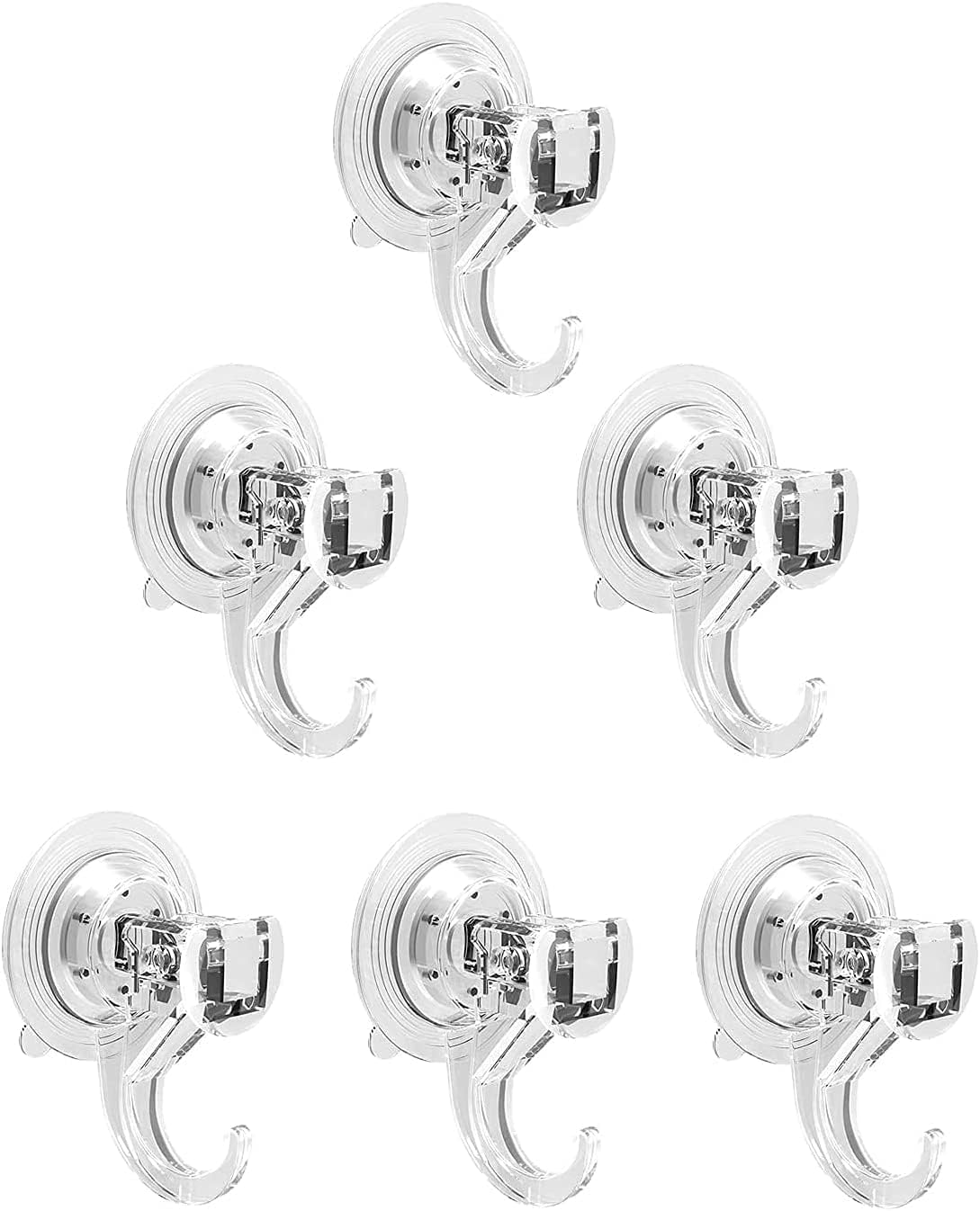 Quntis Suction Hooks 6 Pack Push and Lock Vacuum Shower Wreath Hanger