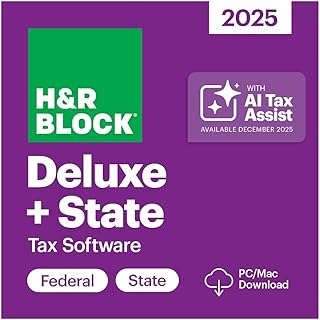 H&R Block Tax Software Deluxe + State 2025 Win/Mac [PC/Mac Online Code]