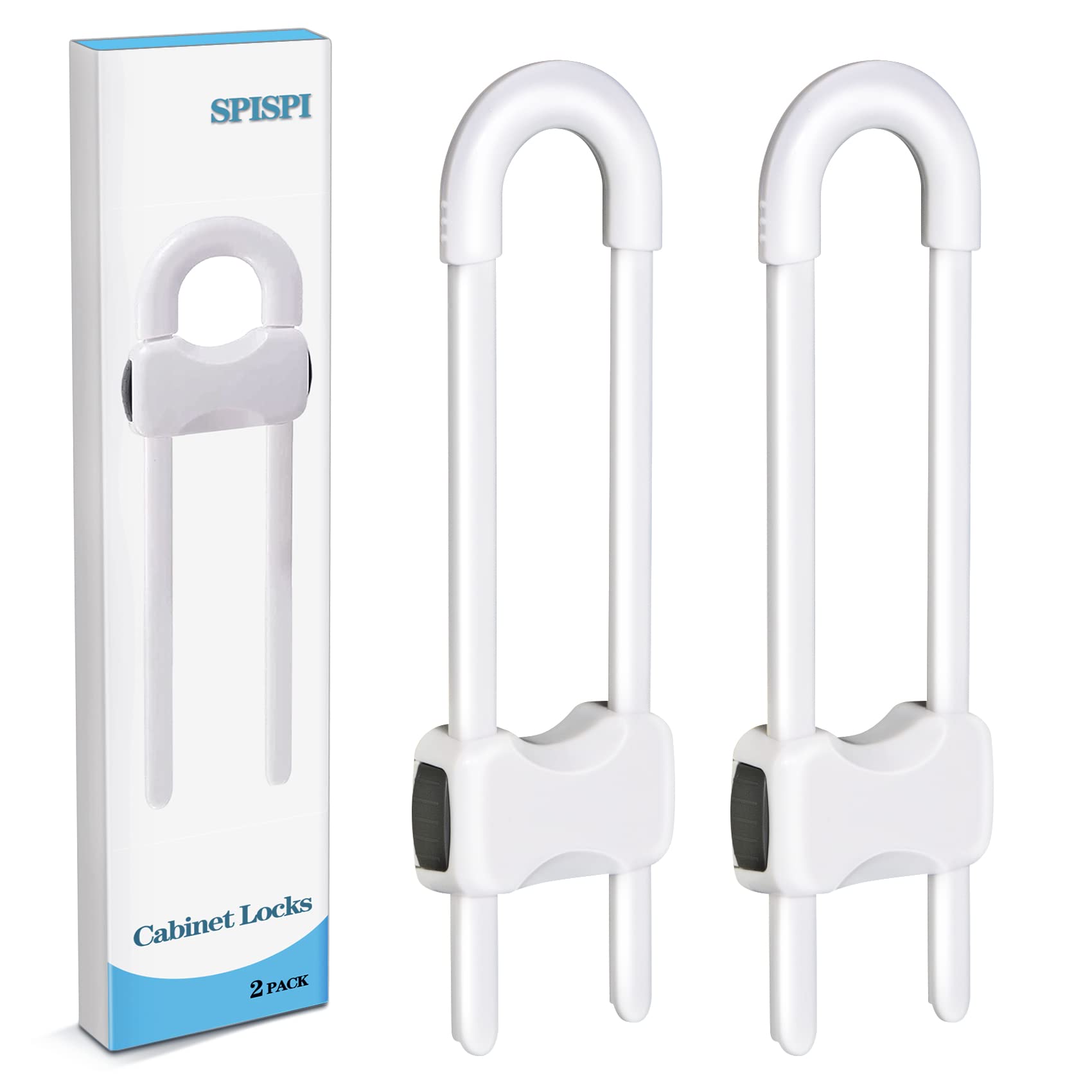 SPISPI Baby Proofing Cabinets,Cabinet Locks for Babies,White,Pack of 2 | U-Shape