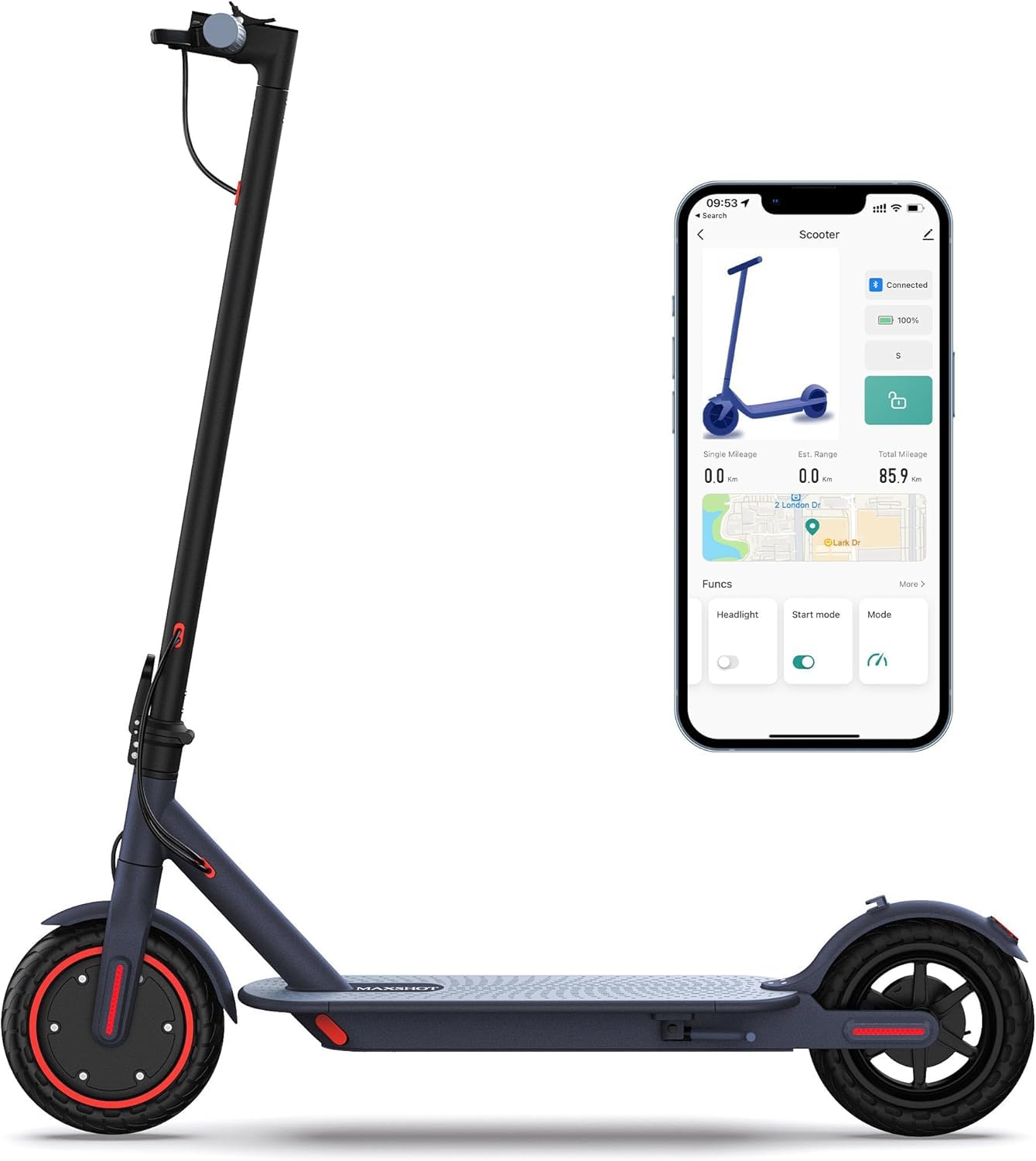 MAXSHOT Electric Scooter, 19/22Mph, 350W/500W Motor, 21-28 Miles Range | 8.5/10/