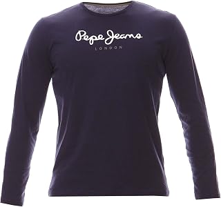 Pepe Jeans Men's Eggo T-Shirt Slim Fit Long Sleeve Blue