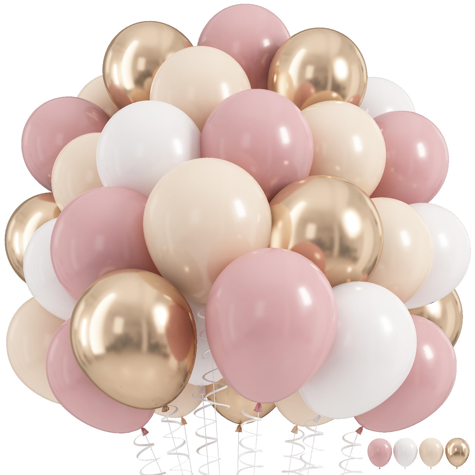 Dusty Pink Balloons, 60 Pcs Pink and White Balloon for Birthday Decorations | Li