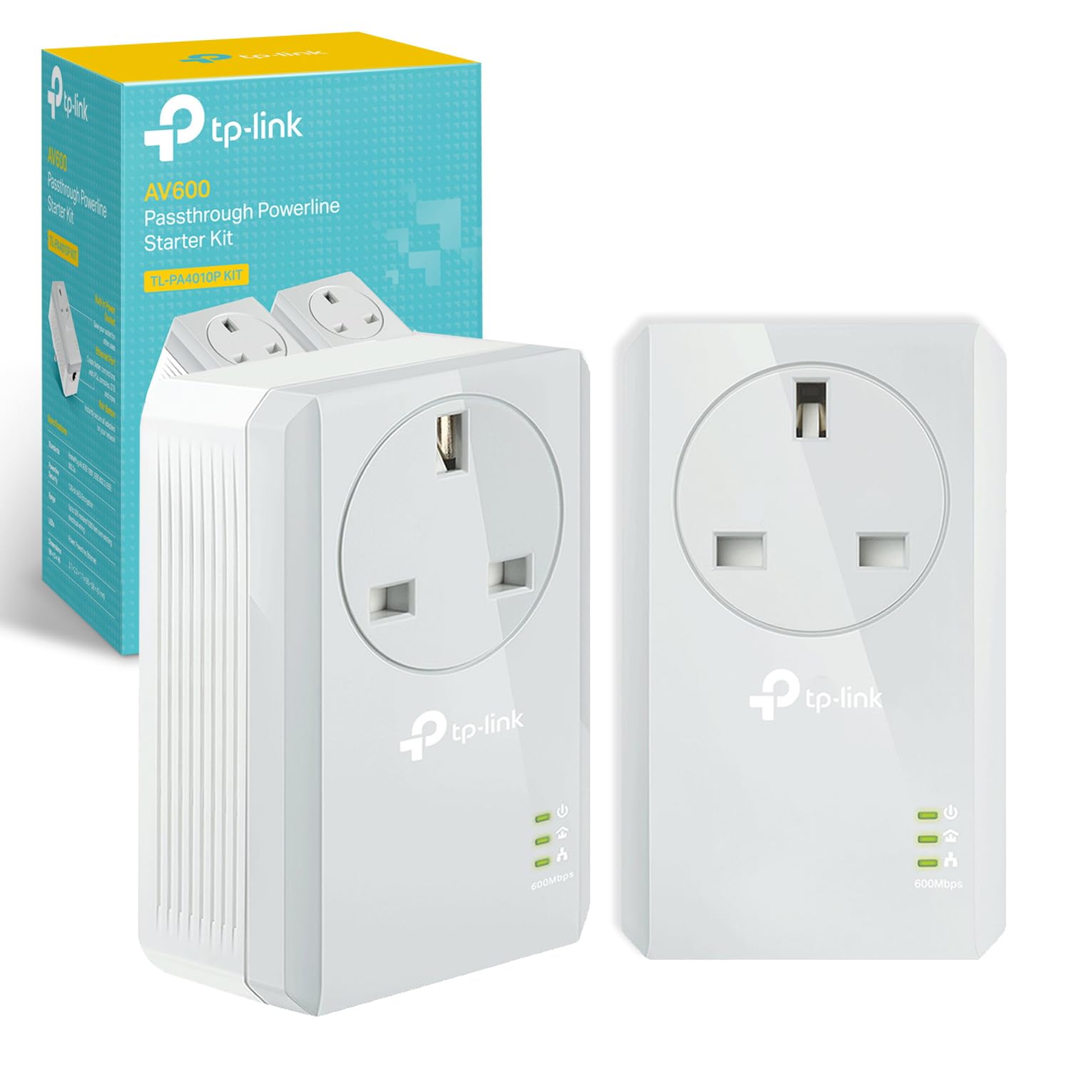 TP-Link TL-PA4010PKIT AV600 Passthrough Powerline Adapter, 100Mbps Powerline Net