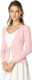 Allegra K Women's Front Tie Ruffled Hem Cropped Cardigan