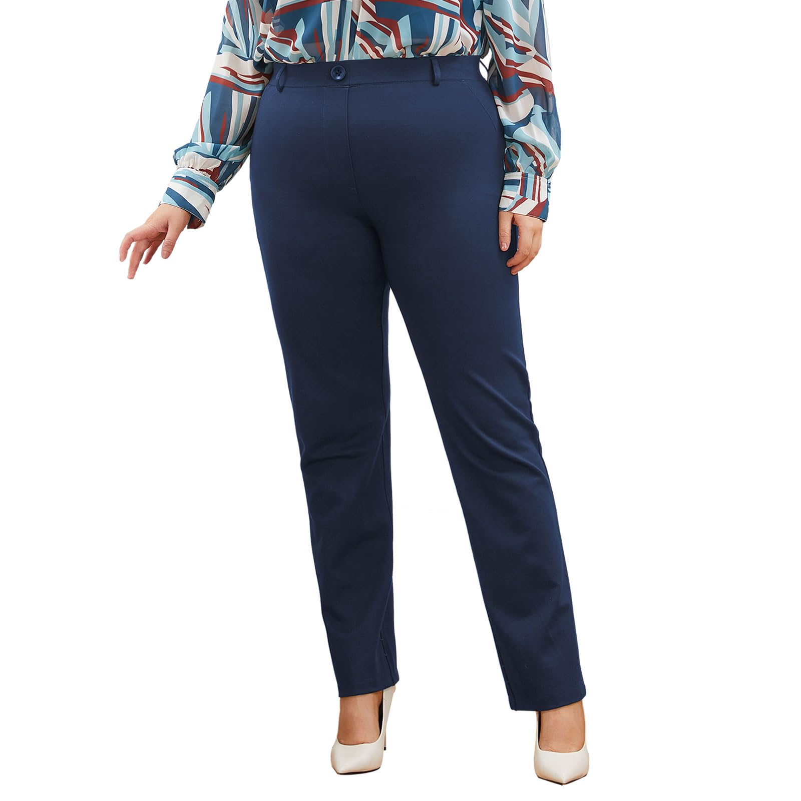 DGD Plus Size Women's Straight-Leg Dress Pants - Slacks for Business Casual,Work