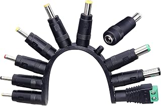 OXZEEWEE 10PCS DC Tip Kit Power Adapter Jack with 5.5x2.1mm Female Base Laptop Plug 2.5x0.7mm/3.0x1.1mm/3.5x1.35mm/4.0x1.7mm/4.8x1.7mm/5.5x1.7mm/5.5x2.5mm/6.3x3.0mm/6.0x4.4mm/LED Terminal Connector