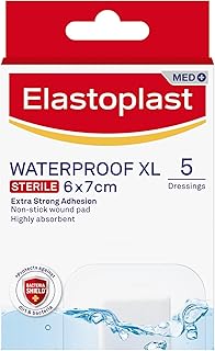 Elastoplast Med+ Waterproof XL Dressing, 5 Count | Waterproof Wound Dressings, Highly Absorbent, Extra-Strong Adhesion, Non-Stick Wound Pad, Protects from Dirt and Bacteria