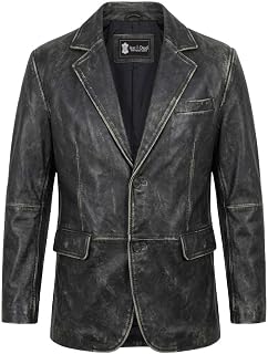 Isaac & David Chicago Lambskin Genuine Casual Wear Leather Blazer Sport Coat Classic Button Closure for Men 2 Button Coat