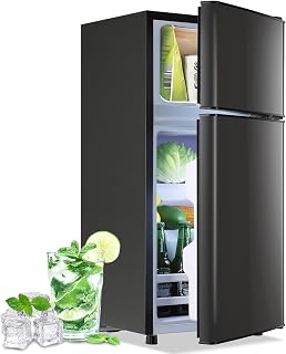 DEMULLER 2.4 Cu.Ft Small Refrigerator with Freezer Dorm Mini Fridge with Removable Plastic Shelves Mini Refrigerator Ideal for Home, Office,Dormitory Gray