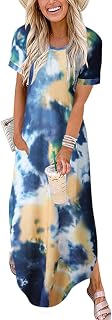 ANRABESS Womens Summer Maxi Dress Short Sleeve Casual Sundress with Pockets