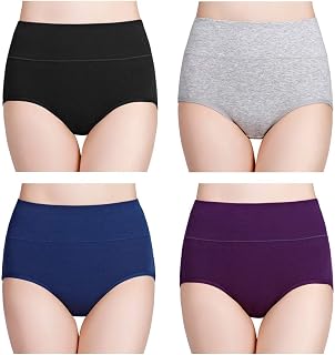 wirarpa Ladies Knickers Cotton Full Briefs High Waisted Underwear Panties for Women Multipack