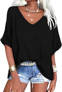 UNCLECAT womens oversized v neck t shirts for women,summer short sleeve shirts for women,loose casual tops