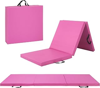 CAP Folding Exercise Mat, 2" Thick Workout Mat with Handles, 6'x2', Pink