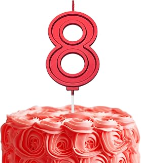 Red Birthday Number 8 Candles for Wedding Party Cake Decorations