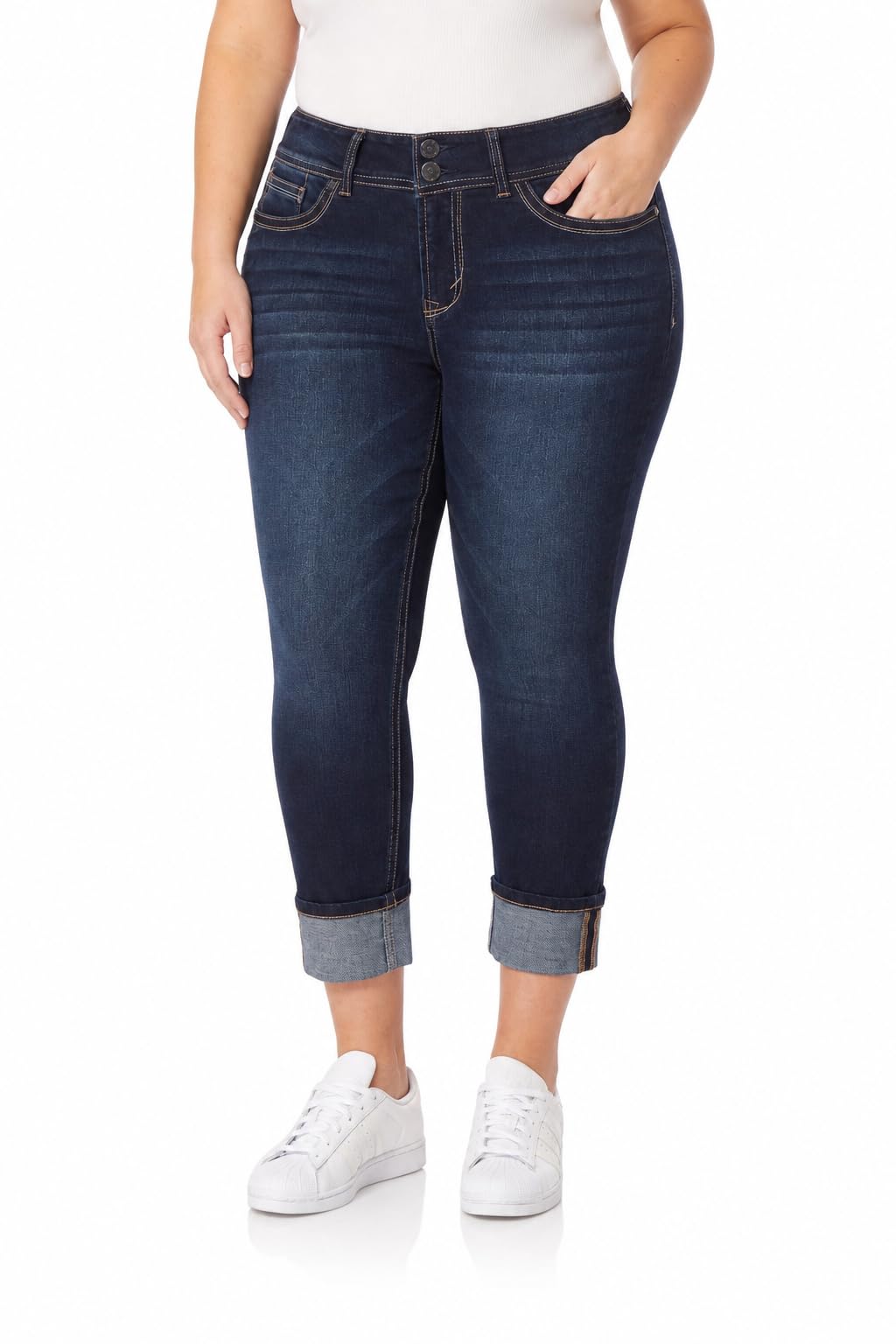 WallFlower Women's Juniors Instastretch Bling Luscious Curvy Mid-Rise Stretch Sk