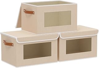 3 Pieces Storage Box for Clothes, Beige, 26×20×17 cm
