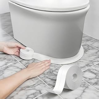 10.5ft Toilet Sealing Strip Floor Sealant Tape (0.8" & 1.5"), Caulk Decorative Tape White PVC Waterproof Stain Resistant Self Adhesive for Kitchen Toilet Bathtub Corner Protector Countertop Caulking