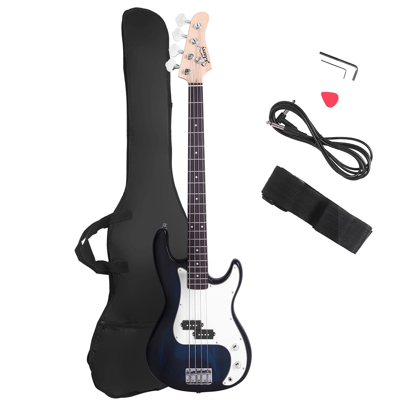 Glarry Electric Bass Guitar Full Size 4 String Rosewood Basswood Fire Style Exqu
