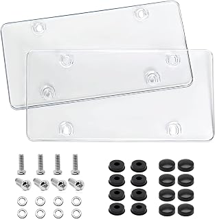 License Plate Cover,Curved Surface Design,2pack-License Plate Protector | Fits Standard 6x12Inches License Plates,Protect Your Front & Back License Plate Frame (Transparent)